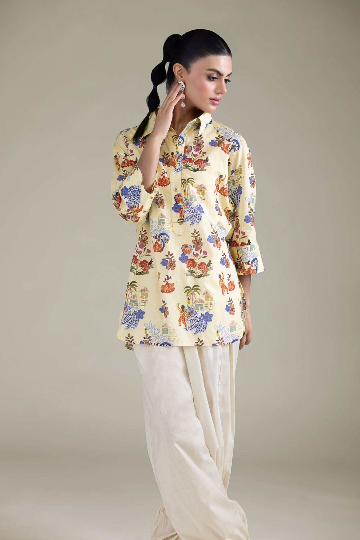 3-26-203-A-F1-VG_MULTI-1 Floral Cambric Shirt - V1