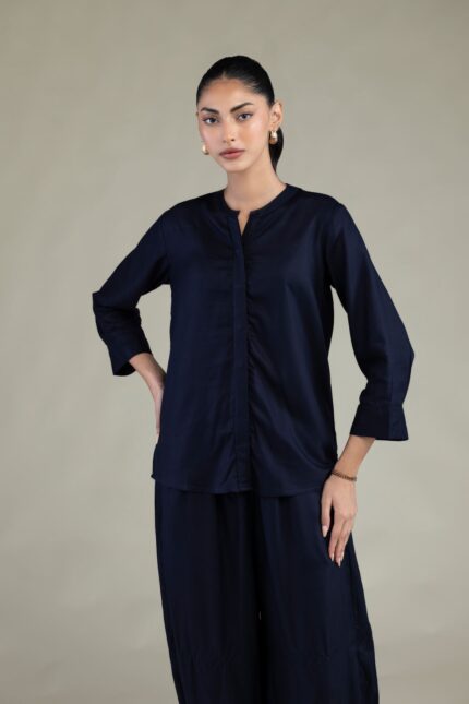 Navy Viscose Shirt - V1