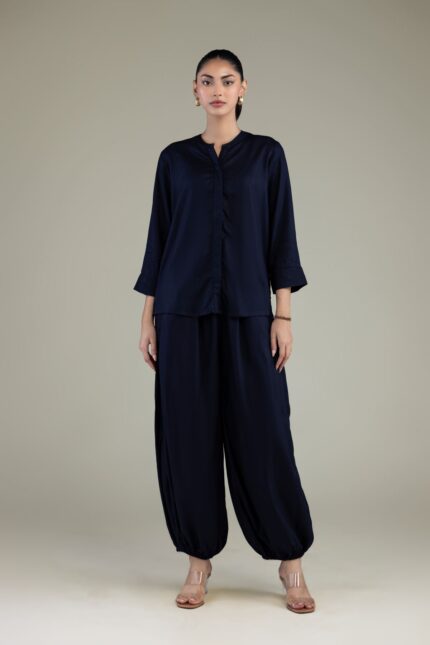 Navy Viscose Trousers - V2