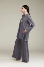 Gray Solid Pants - View 1