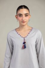 Gray Cotton Kurta - View 5