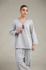 Gray Cotton Kurta - View 1