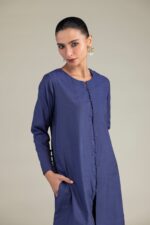 Solid Navy Kurta - View 4