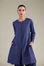 Solid Navy Kurta - View 2
