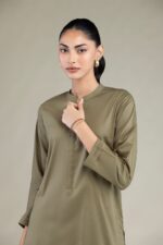Solid Olive Kurta - View 4