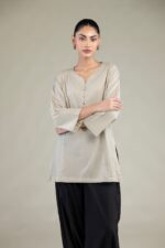 Solid Beige Kurta - View 5