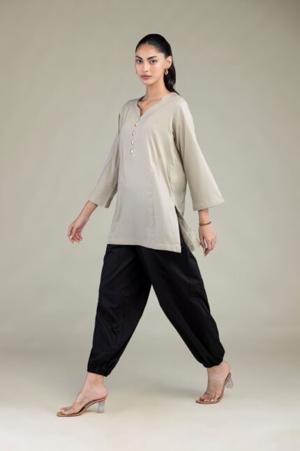 Black Solid Pants - View 2