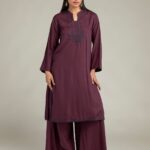 Purple Silk Kurta - View 1