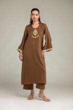 Solid Brown Kurta - View 5