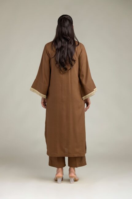 Solid Brown Kurta - View 1