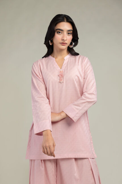 Solid V-Neck Kurta - View 2