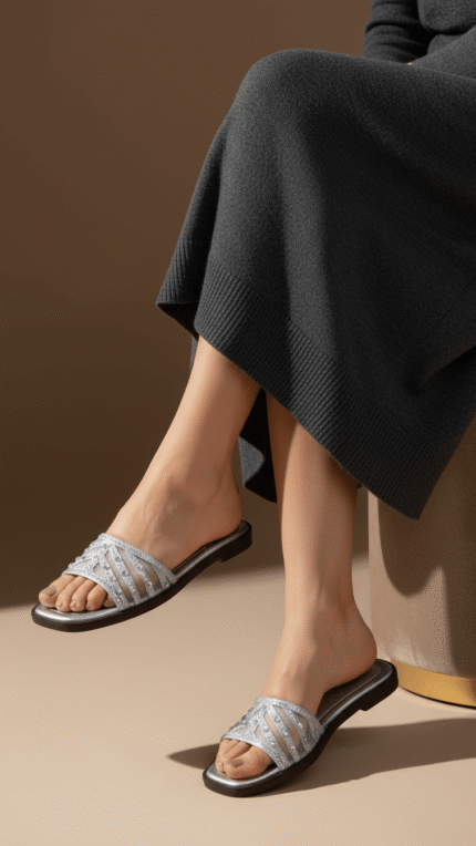 Silver Casual Slipper CL2233 - View 1