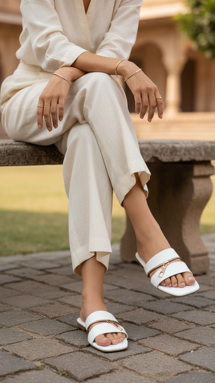 CL225409_aa4a180f-751c-416d-a0df-bc0f9e5a5ba6.png White Casual Slipper For Women CL2254 - View 1