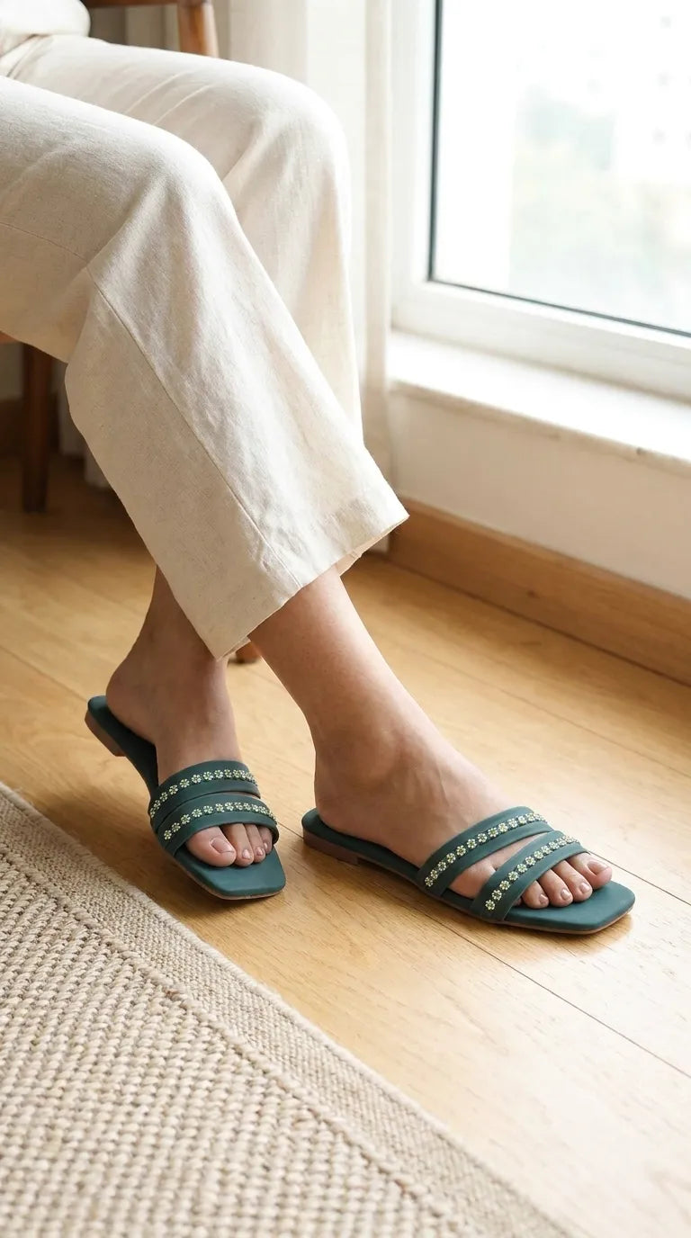 CL228311.jpg Green Casual Slipper For Women CL2283 - View 1