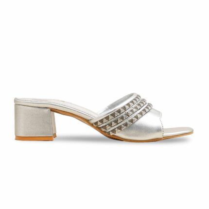 Silver Fancy Slipper For Women FN7978 - View 2