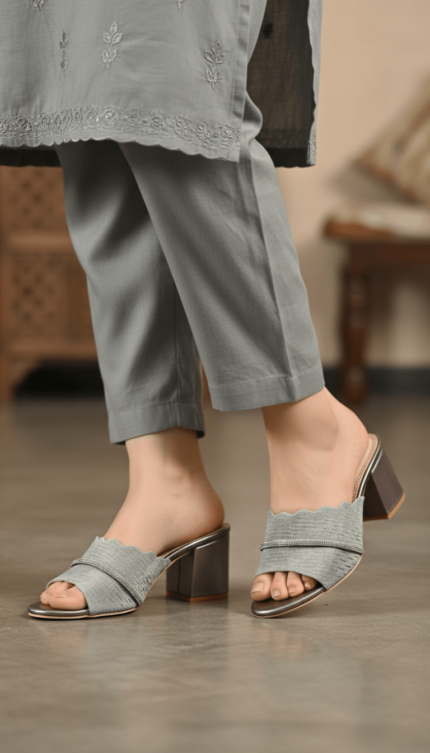 Grey Fancy Slipper For Ladies FN8005 - View 1
