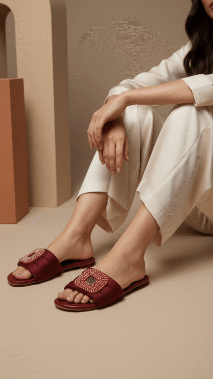 Maroon Formal Slipper For Ladies FR8398 - View 1