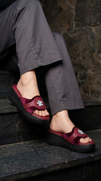Maroon Formal Women Slipper PU0599 - View 1