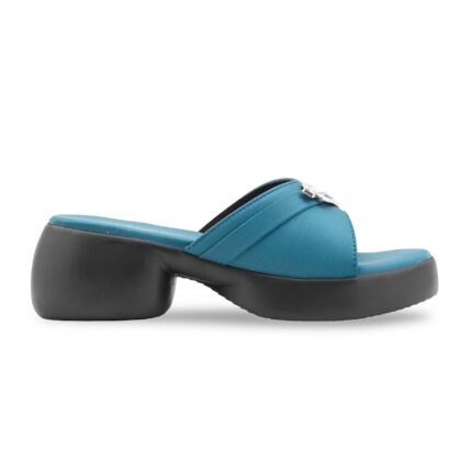 Teal Blue Formal Slipper For Women PU0666 - View 2