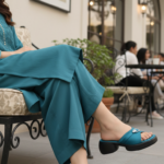 Teal Blue Formal Slipper For Women PU0666 - View 1