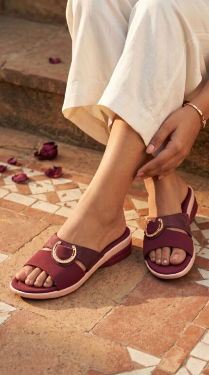 Maroon Formal Slipper For Ladies PU0677 - View 1