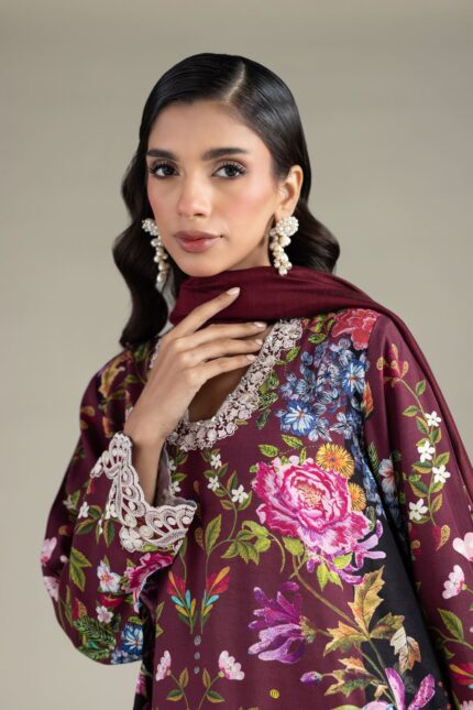 Embroidered Raw Silk Fabrics 3-Piece - V2
