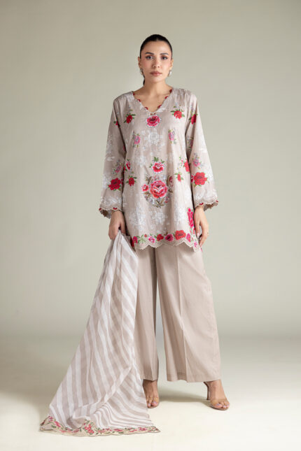 Embroidered Cambric Fabrics 3-Piece #202FB1 E [A33] - V1