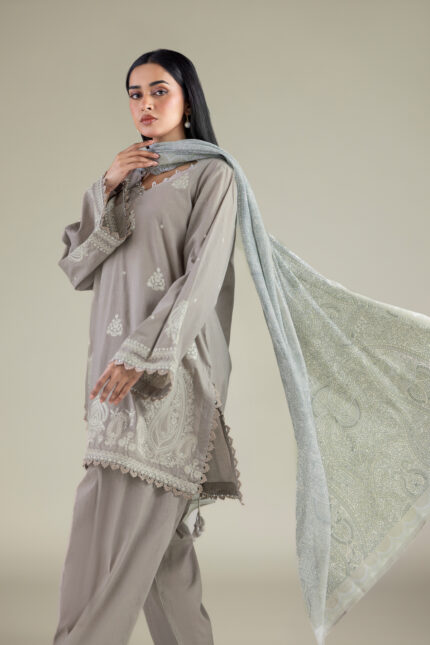 Embroidered Cambric Fabrics 3-Piece #206FE2 E [A33] - V2