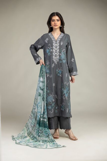 Embroidered Cambric Fabrics 3-Piece - V1