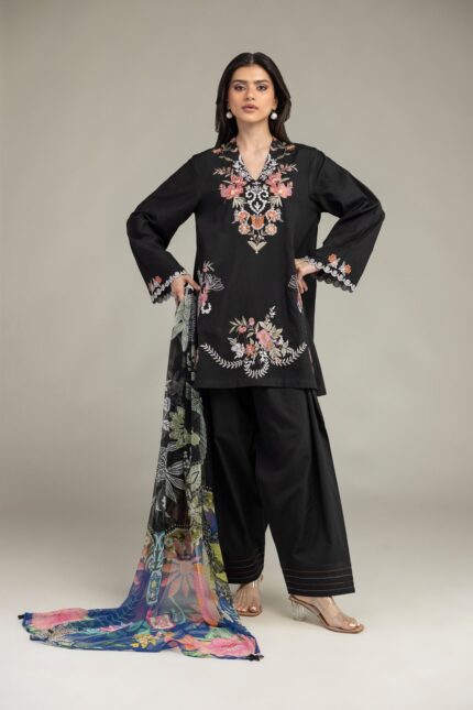 Embroidered Cambric Fabrics 3-Piece - V1