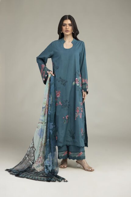 Embroidered Cambric Fabrics 3-Piece - V1