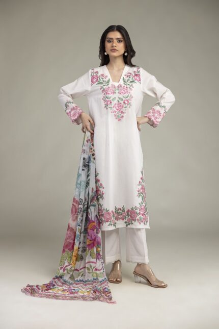Embroidered Cambric Fabrics 3-Piece - V1