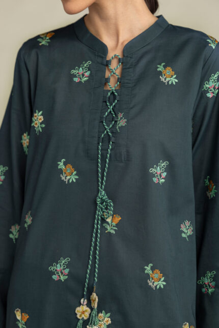 Green Cambric Kurta - View 2