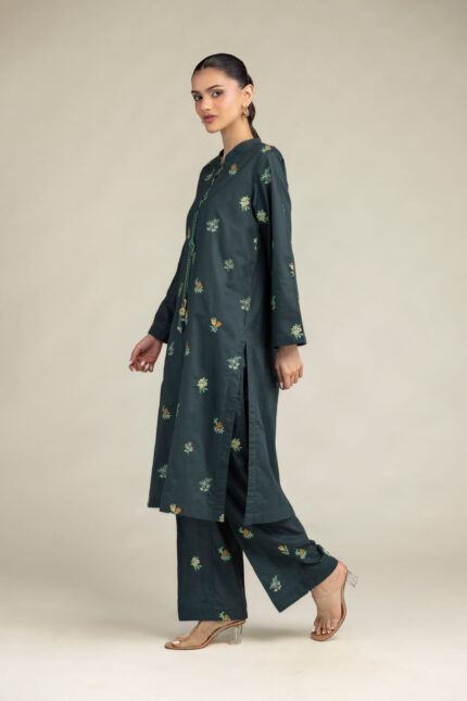 Green Cambric Kurta - View 1