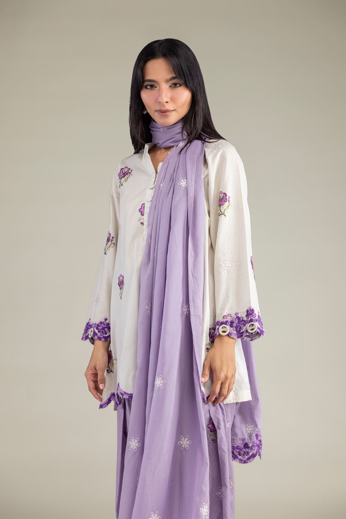 R-1-26-108-C-B-VG_MULTI-1 Floral Lawn Dupatta - View 1