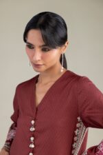 Maroon V-Neck Kurta - View 5