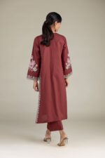 Maroon V-Neck Kurta - View 1
