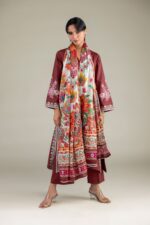 Maroon V-Neck Kurta - View 3