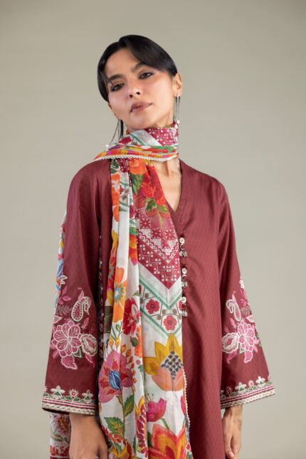 Floral Lawn Dupatta - View 1
