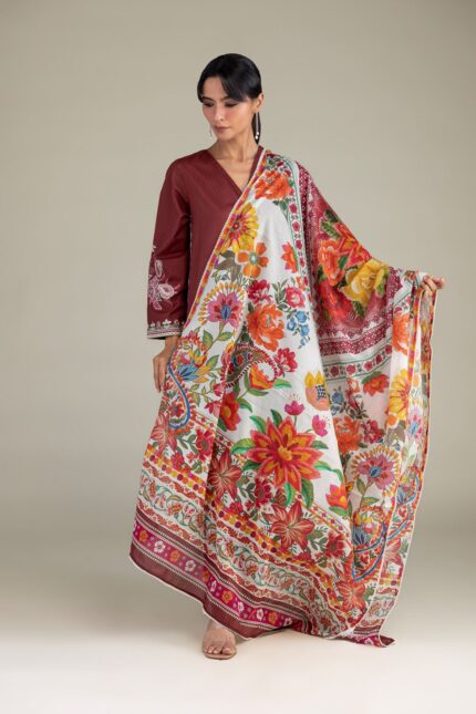 Floral Lawn Dupatta - View 2