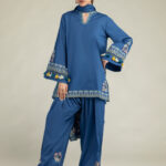 Floral Blue Kurta - View 1