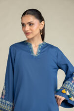 Floral Blue Kurta - View 4