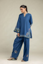 Floral Blue Kurta - View 3