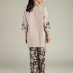Beige Floral Kurta - View 1