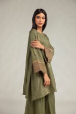 Olive V-Neck Kurta - View 4