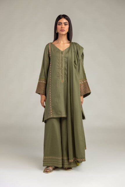 Olive Lawn Dupatta - View 1