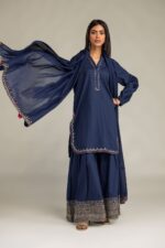 Navy Lawn Dupatta - View 3