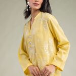 Yellow Floral Kurta - View 1