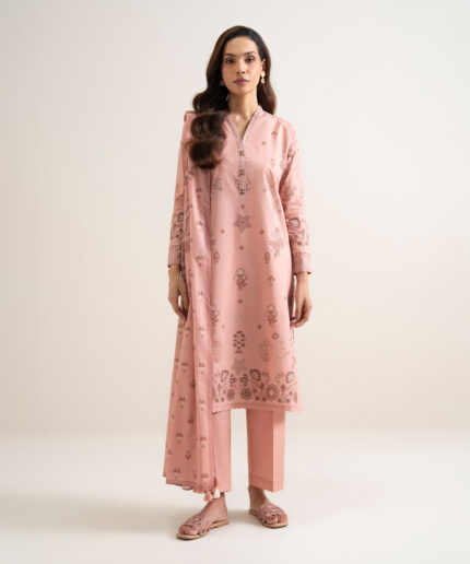 Peach Lawn Unstitched Ensemble - View 2