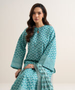 Aqua Lawn Unstitched Ensemble - View 5
